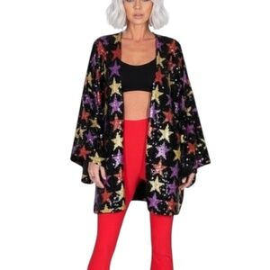 NEW STAR Iridescent Sequins Kimono Jacket  Top SIZE OS - Free People Kimono